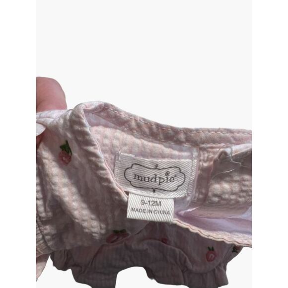 Mud Pie Infant Girls 9-12 months Seersucker Bubble Romper Twins Excellent very g - Picture 3 of 3